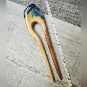 Italian handmade wooden resin hair fork